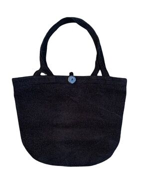 Annabel Ingall Australia Black Woven Tote Bag Textured Knit Market Shoulder Bag